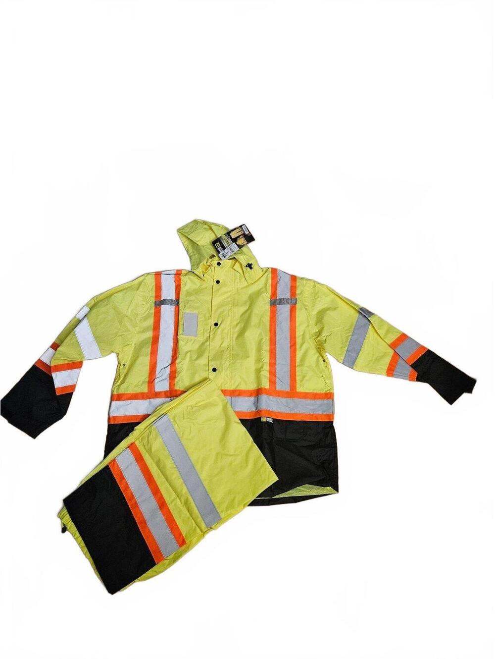 NWT Holmes Workwear Hi Vis Rain Jacket & Pants Set 3XL ANSI Class 3 Waterproof